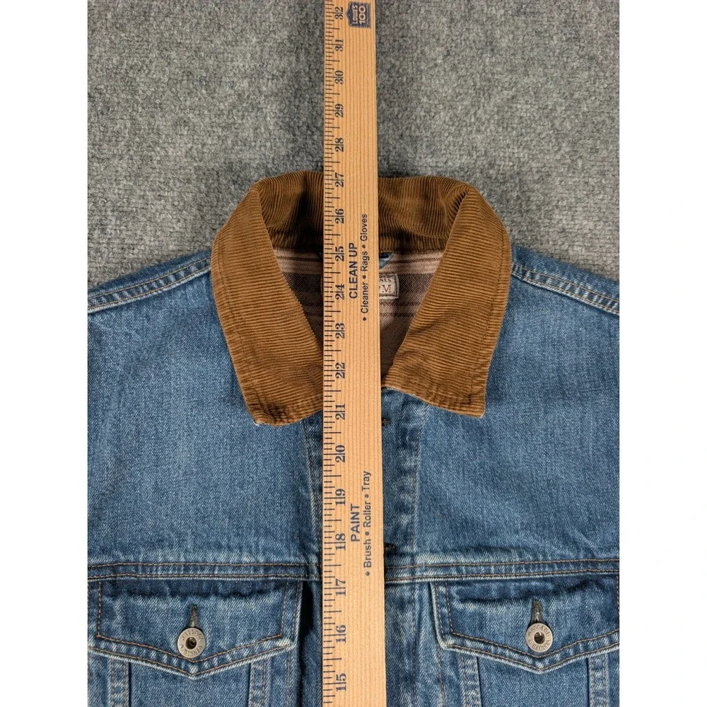 Wallace & Banes Denim Jean Jacket Mens Medium Blanket Lined‎ Corduroy Collar